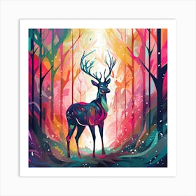 Deer In The Forest 17 Art Print