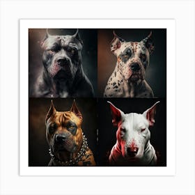 Portrait of four dogs Art Print