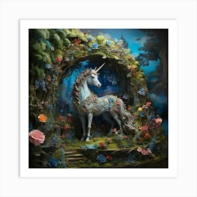 Default Masterpiece Multilayered Fantasy Diorama Unicorn Fores 0 Art Print