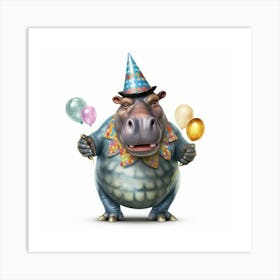 Birthday Hippo 1 Art Print