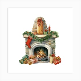 Christmas Fireplace Art Print