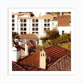 Terracotta Rooftops Of Sintra, Portugal  Color Travel And Architecture Photography Square Art Print