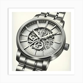 A Pencil Drawing Of A Modern Men's Watch 2 Art Print