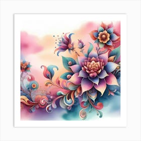 Colorful Flower Painting 1 Art Print