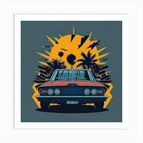 Car Colored Artwork Of Graphic Design Flat (71) Art Print