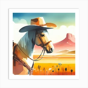 Cowboy On Horseback 1 Art Print