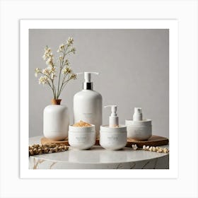 Product Photography Showcasing Skincare Products Inspired By Nature Presented In Ceramic Materials T 4021984048 Art Print