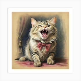 Cat Yawns Art Print