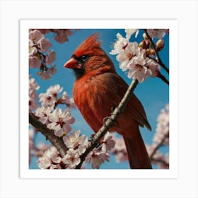 Cardinal In Blossom Art Print