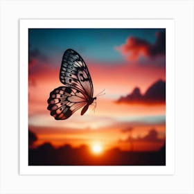 Butterfly At Sunset 1 Art Print