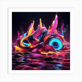 Neon Abstract Art Art Print