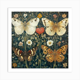 Butterflies And Flowers Art 3 Art Print