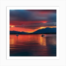 Sunset Over Lake Taupo Art Print