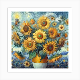 Van Gogh style, Sunflowers 1 Art Print