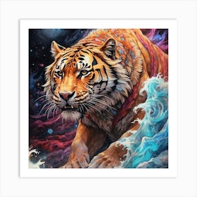 Tiger In The Ocean Art Print