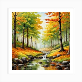 Forest In Autumn In Minimalist Style Square Composition 131 Art Print