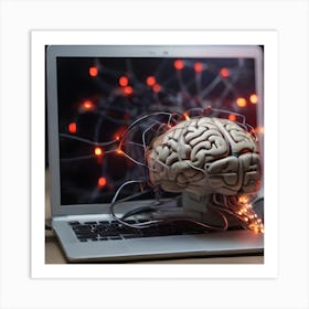 Brain On A Laptop Art Print