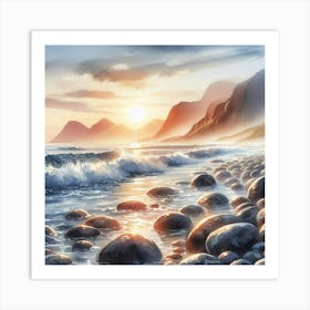 Sunset At The Beach Art Print