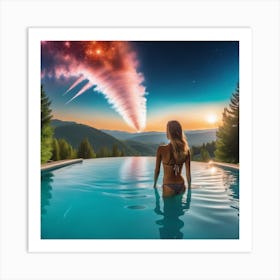 Woman In A Pool 1 Art Print