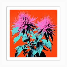 Andy Warhol Style Pop Art Flowers Bee Balm 2 Square Art Print