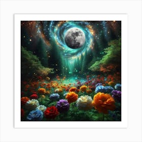 Full Moon In The Forest Art Print