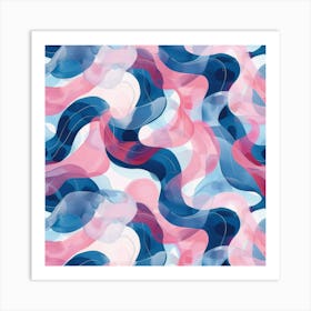 Abstract Watercolor Wavy Pattern Art Print