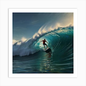 Surfer Riding A Wave 3 Art Print