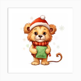 Christmas Lion 1 Art Print