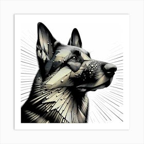 German Shepard - Abstract Line Art Illustration 198 Art Print