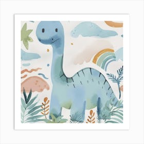 Cute Muted Brachiosaurus Dinosaur  1 Art Print