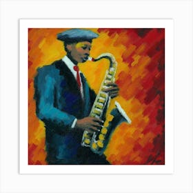 Urban Jazz Saxophonist Print Art Art Print