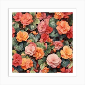 Colorful Of Begonia Square Art Print 1 Art Print