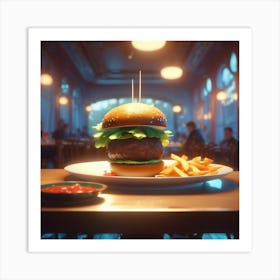 Burger In A Restaurant 21 Art Print