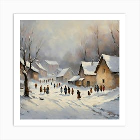 Winter Village 3 Art Print