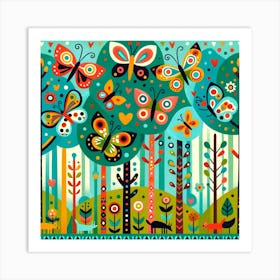 Butterflies In The Forest Art Print