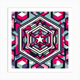 Pattern red green violet pink 1 Art Print