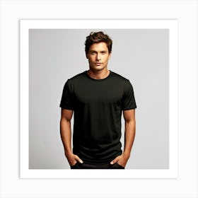 Mock Up Cotton Casual Wearable Printed Graphic Plain Fitted Loose Crewneck V Neck Sleeve (14) Art Print