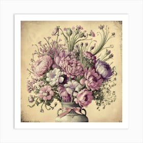 Vintage Flowers In A Vase 2 Art Print