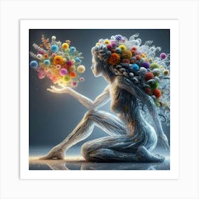 Woman With Flowers Art Print