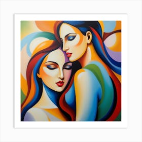 Two Women Hugging 4 Art Print