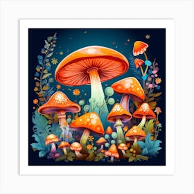 Mushrooms In The Forest 73 Art Print