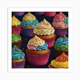 Colorful Cupcakes Art Print