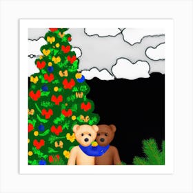 Gay Christmas Teddy Bears 002 1 Art Print