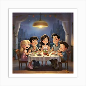 Friends For Dinner Cartoon Art Print 3 Art Print