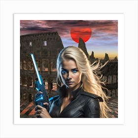 Girl With Gun 10 Art Print