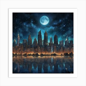 New York City At Night Art Print