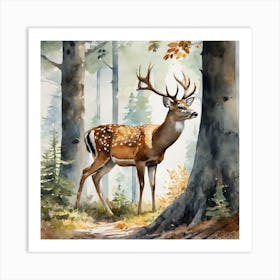 Deer In The Woods 77 Art Print