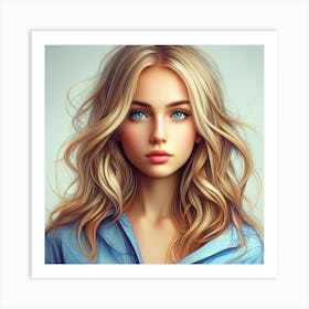 Girl With Blue Eyes 2 Art Print