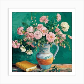 Flowers In A Vase Oleanders, Vincent Van Gogh Dining Room Art Print Art Print