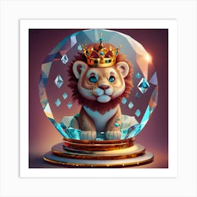 Lion In A Snow Globe Art Print